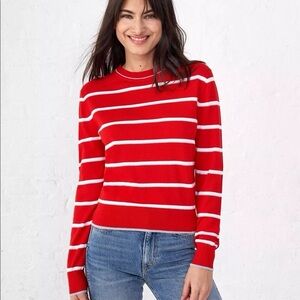 La Ligne Cotton Knit Red and White Striped Sweater small